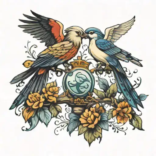 Birds representing freedom, family,live and god for a sleeve arm tattoo tattoo design idea