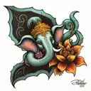 Ganesha representing freedom, family,love and god for a sleeve arm tattoo in aqua colors with flowers  tattoo design idea