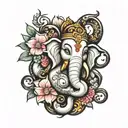 Ganesha representing freedom, family,love and god for a sleeve arm tattoo in colors with flowers  tattoo design idea