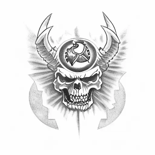 demonic US Marine Corps with fire tattoo design idea
