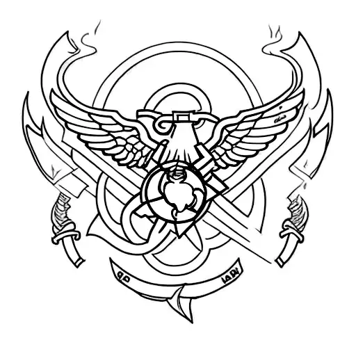 Marine Corps Demonic with fire tattoo design idea
