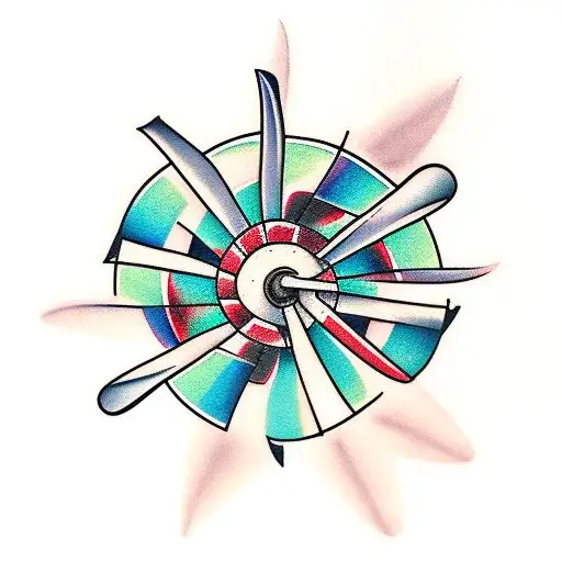 windmill with larkspur  tattoo design idea