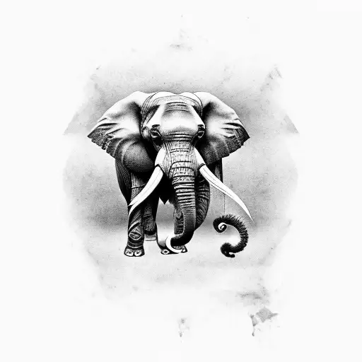 Elephant with trunk wrap around tattoo design idea