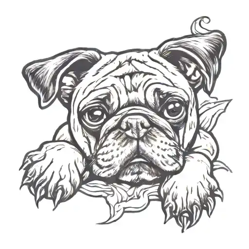 pug dog paw tattoo design idea