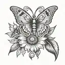 daisy with butterfly and semicolon incorporated within tattoo design idea