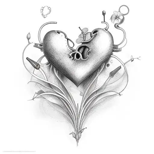 drawings of hearts with a lock in pencil