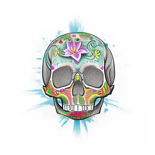 Lily skull tattoo design idea