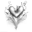 heart and lily tattoo design idea