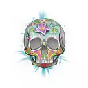 Lily skull tattoo design idea