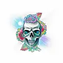 Lily skull tattoo design idea