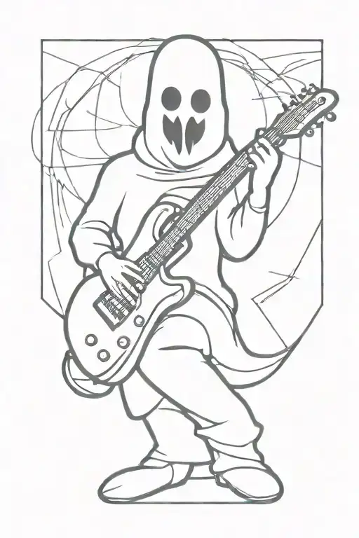 Silhouette of a ghost playing electric guitar tattoo design idea