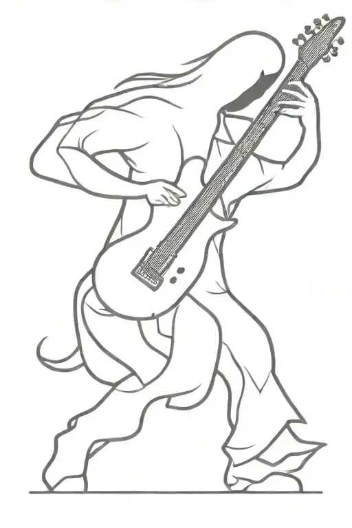Silhouette of a ghost playing electric guitar tattoo design idea