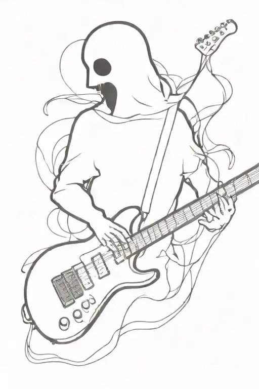 Silhouette of a ghost playing electric guitar tattoo design idea