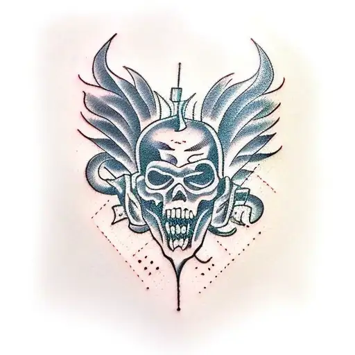 black devil with pitchfork  tattoo design idea