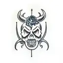 black devil with pitchfork  tattoo design idea