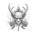 full body devil with pitchfork  tattoo design idea