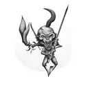 full body devil with pitchfork  tattoo design idea