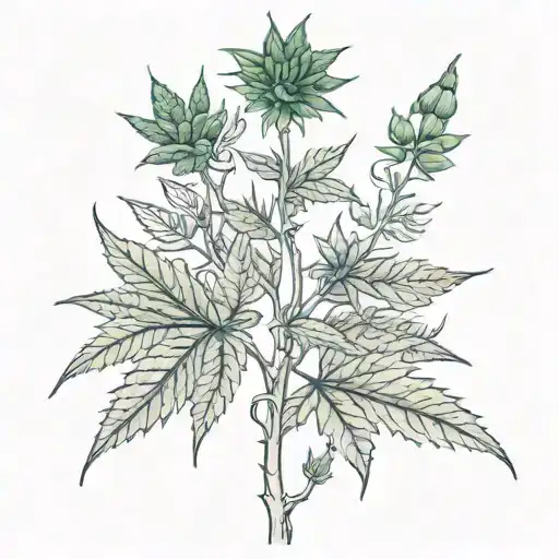 weed plant growing tattoo design idea
