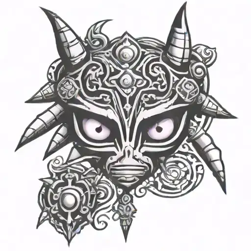 Majoras Mask evil form arm tattoo tattoo design idea
