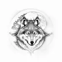 A mechanical wolf howling at the moon tattoo design idea