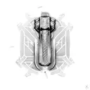Thor's hammer Mjolnir surrounded by gears tattoo design idea