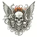 “Fall of the Rebel Angels”, “The Battle of the Angels”, “Mouth of Hell”. combine everything tattoo design idea