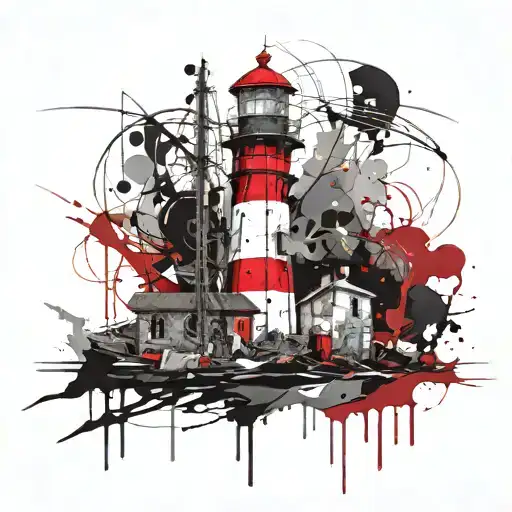WEATHER BEATEN ZOBIE LIGHT HOUSE tattoo design idea