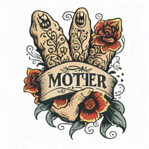 hand with bible verse underneath its paws and mother name tattoo design idea