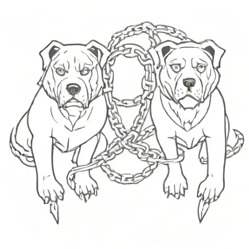 Cerberus with 3 heads and chains for the stomach  tattoo design idea