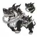 Cerberus with 3 heads and chains for the stomach  tattoo design idea