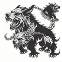 Cerberus with 3 heads and chains for the stomach  tattoo design idea