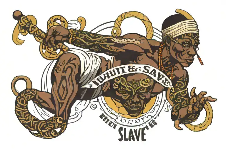 text: “White slave African master“ tattoo design idea
