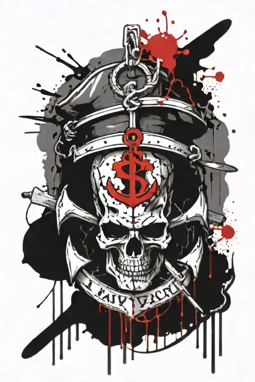 navy anchor dog tags skull tattoo design idea