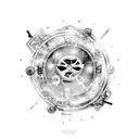 Ancient time machine tattoo design idea