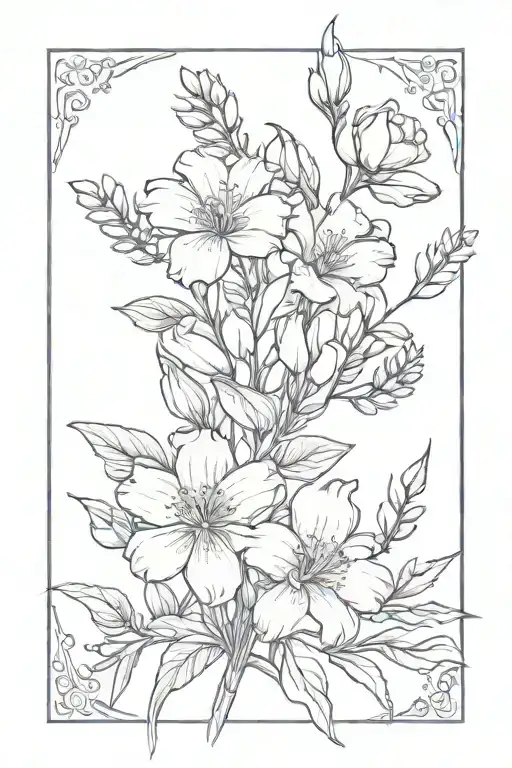 sketch birth flower bouquet. 3 april, 1 june , 1 january, 1 november  tattoo design idea
