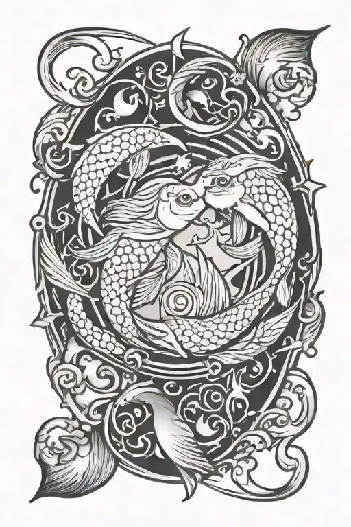 aquarius and pisces sign tattoo design idea