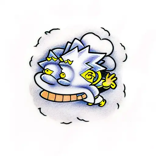 Bart Simpson skateboarding through a cloud of smoke tattoo design idea