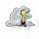 Bart Simpson skateboarding through a cloud of smoke tattoo design idea