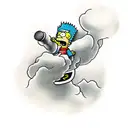 Bart Simpson skateboarding through a cloud of smoke tattoo design idea