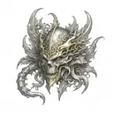 Elden ring, fantasy themed tattoo tattoo design idea