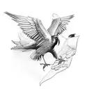 Raven with open wings, with a celtic symbols tattoo design idea