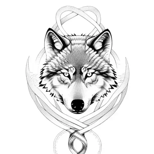 infinity symbol with nordic wolf head 5 inches wide 1 inch tall tattoo design idea