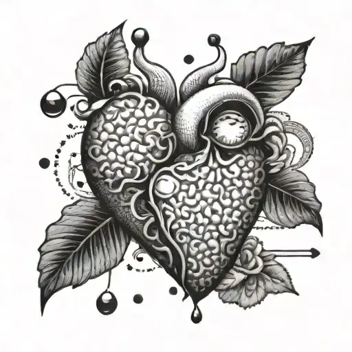 regular scales lifting heart and brain tattoo design idea