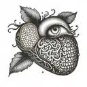 regular scales lifting heart and brain tattoo design idea