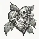 regular scales lifting heart and brain tattoo design idea