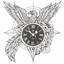 ave fenix clock tattoo design idea