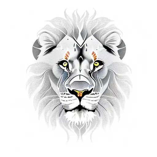 lion with fire tattoo design idea