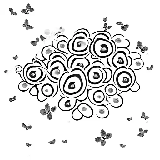 blue cherry blossom tree with blue butterflies for passing father tattoo design idea