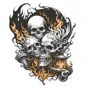 tim Burton inspired design incorporating fire and ice tattoo design idea