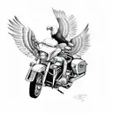 An Eagle riding a Harley Davidson motorbike at night tattoo design idea